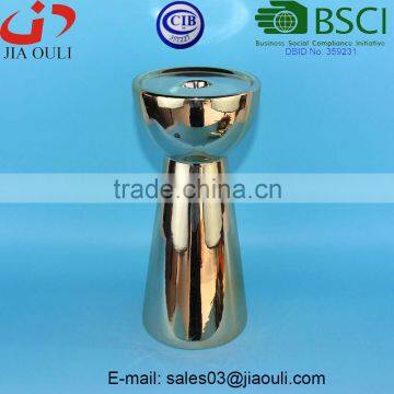 BSCI Member Factory Dolomite Electroplated Gold Christmas Pillar Candle Holder photo-2