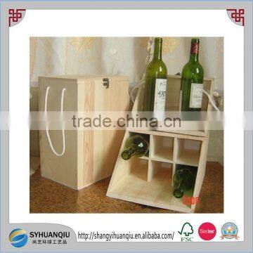 latest China factory hanmade Box & rack type and fuctional wooden wine display box holder rack