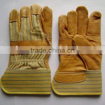 Golden cow grain leather gloves with patched palm
