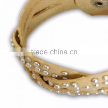 Rhinestone Attached on PU Leather Bracelet, Hot Sale Gift Leather With Crystal Gem Decoration photo-2