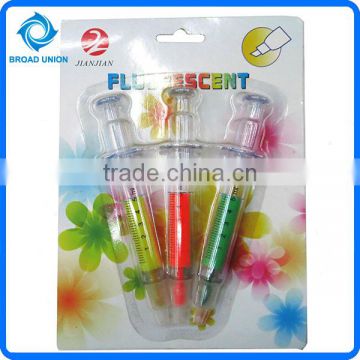 Hot Sale Shape of Syringe Highlighter Marker Pen