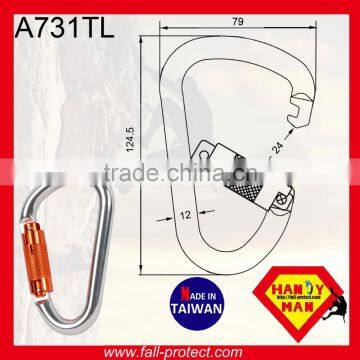 Twist Lock 25KN Mountaineer Climbing D Type Carabiner Made Of Aluminum photo-4