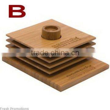Promotional Bamboo cup mat with laser engraving logo