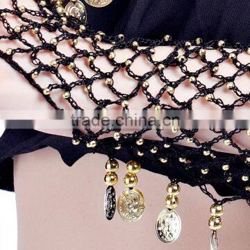 Unique oriental belly dance net beaded glove with coins