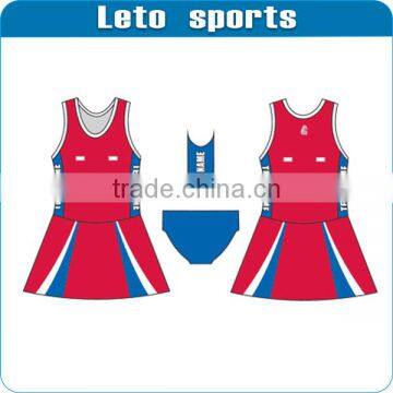 Hot sale dry fit low moq sublimated custom girls netball uniform