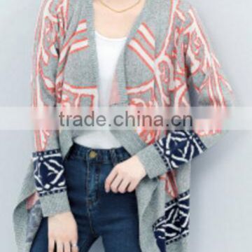 Women Casual Long Thin Cardigan Sweater/Loose national wind printing knitting Sweater