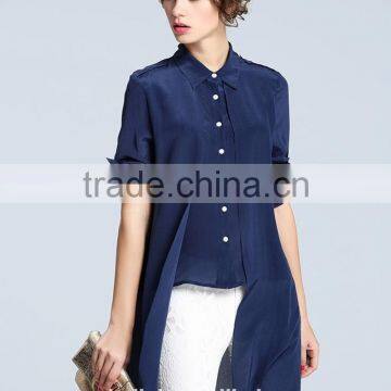 New Arrival Navy Fashion Ladies Long Shirt Designs Customized photo-2
