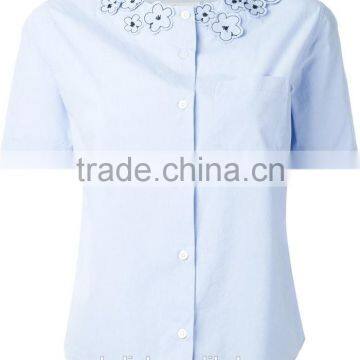 100% Cotton Girls Flower Embroidery Shirt OEM Service photo-4