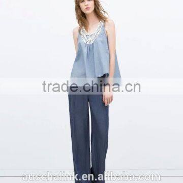 New Style Summer Denim Sleeveless Crochet Top Pattern Wholesale photo-3