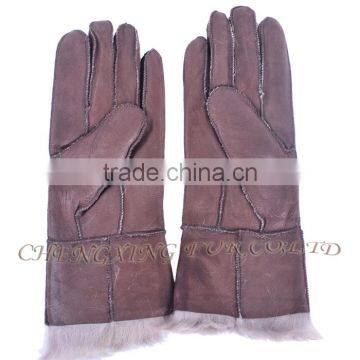 CX-A-59E Women Classic Elegant Genuine Leather Sheep Fur Gloves photo-4