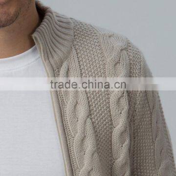100% Cashmere Cable Knit Full Zip Men's Cardigan photo-3