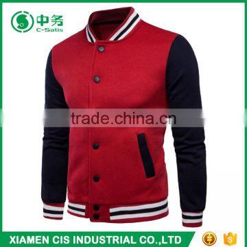 New Design European Style School Red Black Cotton Fleece Varsity Jacket for Men photo-2