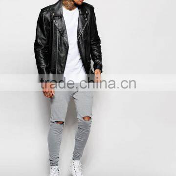 Fitted Cuffs Super Skinny Men Custom Joggers With Knee Rips photo-2