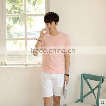 Summer Men Round Collar Short Sleeve T-shirt Pure Color Coat Summer Wear photo-3