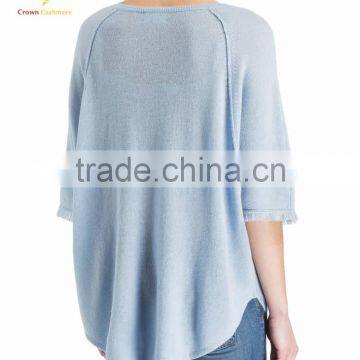 100% Cashmere Knitted Sweater Women Fashion Poncho photo-3