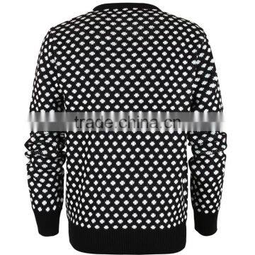 Crew Neck Black Pullover Men Wool Blend Sweater With Decorative Dots photo-2