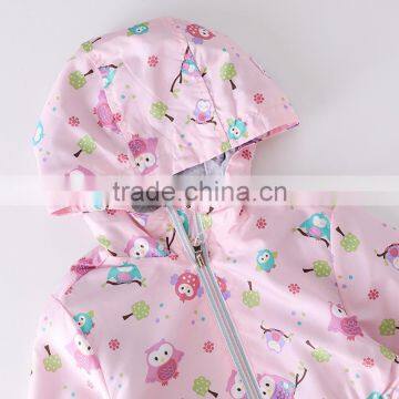 S60592B 2017 Girls Outwear Jacket Autumn Fashion Baby Girls Children Owl Print Long Sleeve Hoodie Jacket Outer Coat photo-4
