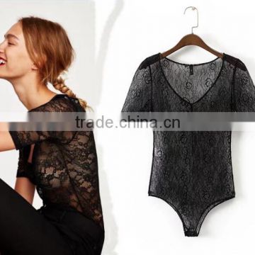 Runwaylover 138 Europe Style 2017 Ladies Sexy Lace Transparent Bodysuits