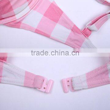 Sexy Nylon Material Mature Women Bikini Padded Bra Pink photo-5