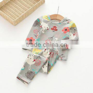 Autumn New Style Animal and Flower Printing Cotton Soft Girl Pajamas photo-6