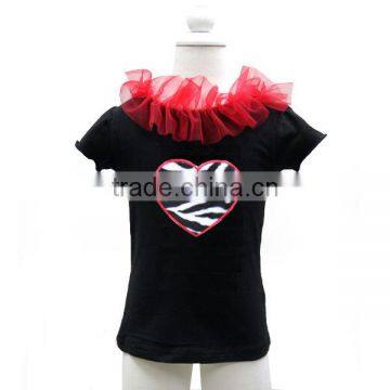 Red Zebra Heart Black Short Sleeves Top 1-10Y