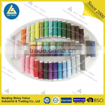 64 pcs 100% spun polyester sewing thread in plastic case