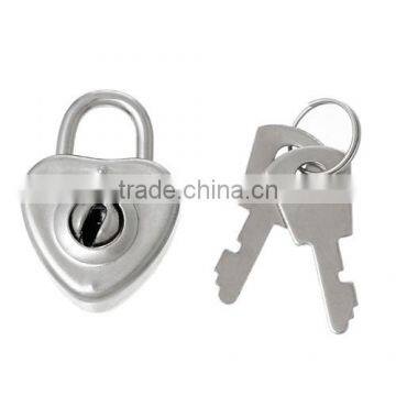 Silver Tone Jewelry Box Locks Heart Latch With 2 Keys 3.1cmx2.2cm