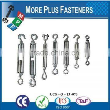 Made In Taiwan Galvanized eye and Eye or Hook and Eye Turnbuckles Barrel Strainers or Tensioners DIN 1480