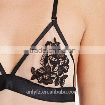 Brace Tulle Flowal Crochet Anly Manufacture Backless Joint Very Short Dress photo-3