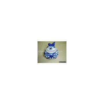 incense burner,5''blue and white porcelain incense stove