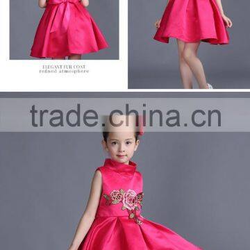 girl poeny printed princess dress/ girl sleeveless knee length princess dress/new design girl pr