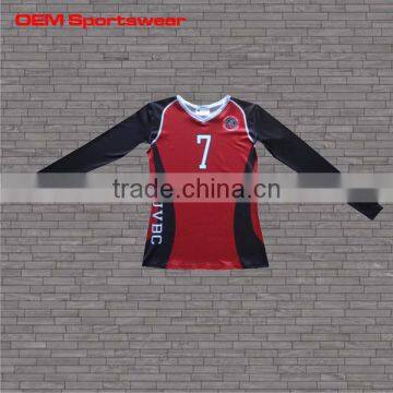 Long sleeve sublimated ladies volleyball uniform designs