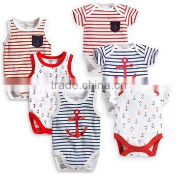 2017 summer navy style stripe sleeveless short sleeve baby romper