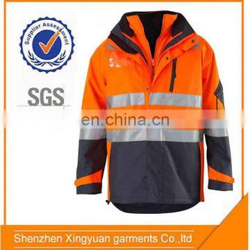 Hi vis Mens 100%Polyester lightweight 150D waterproof 6 in 1 jacket