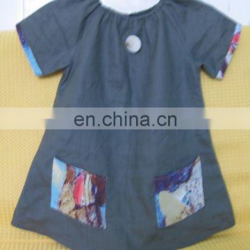 linen dress with 2 colorful pockets