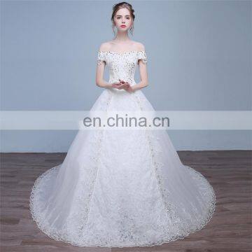 HS1626 2017 Long Train Puffy Bridal Ball Gown Sequined Embroidery Crystal Wedding Dress From China photo-4