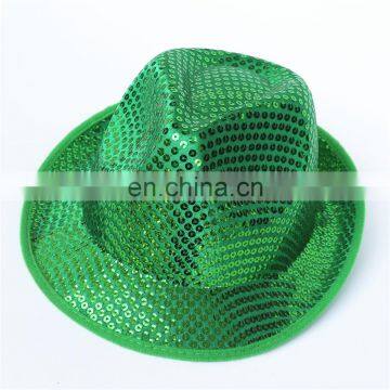 Fancy Dress Costume green sequin fedora party hat