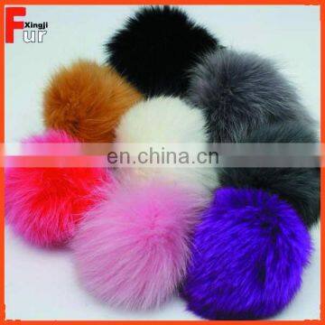 Top quality dyed fox fur pom keychain