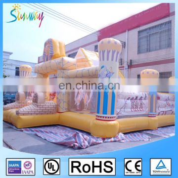 2016 inflatable bouncy castle Pyramid inflatable bouncy with 2 inflatable slide for kids SP-097