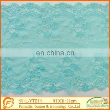 high quality blue flower elastic lace trims for wedding dressings