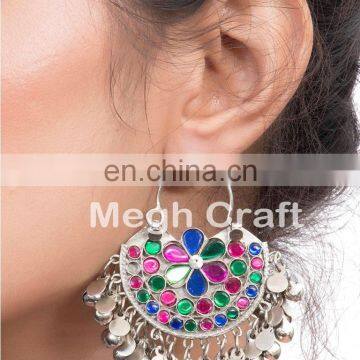 Traditional Afghan Earrings-Kuchi Tribal Earrings-Vintage Afghani Earrings -Afghani Glass earring BY MEGH CRAFT