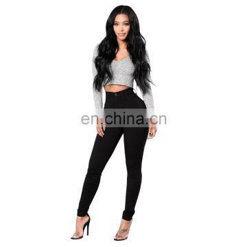 Available fastion catalogue sale as hot cake high waist black Tight women pant jean