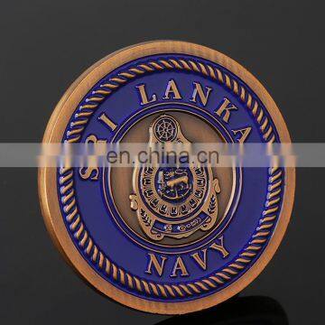 High quality customzied 1.75inches logo embossed with color filled in Sri Lanka souvenir coin