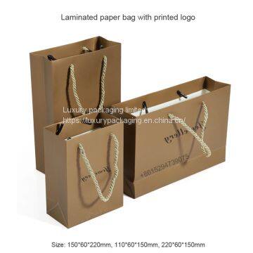 Custom Printed Your Own Logo Personalized Brown Matte Laminated Retail Shopping Euro Tote Paper Bag