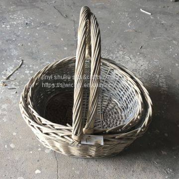 grey wicker storage basket with handle gray gift basket with handle handmade woven gift basket wholesaler