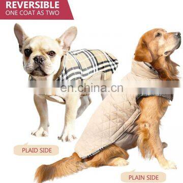 Warm Fashionable Pet Winter Clothes Cozy Waterproof Windproof Reversible British Style Plaid Dog Vest Winter Coat photo-4