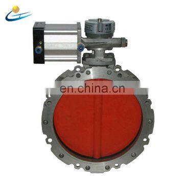 Double flange powder pneumatic butterfly valve for cement silo with nylon coated disc