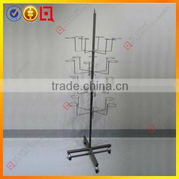 6 racks rotating hat display flooring stand