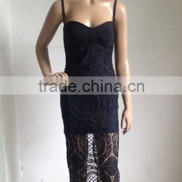 Summer Dress Hot Selling 2015 New Women Elegant and Sey White Lace Evening Party Bandage Dress Bandage Bodycon Women Wearing photo-5