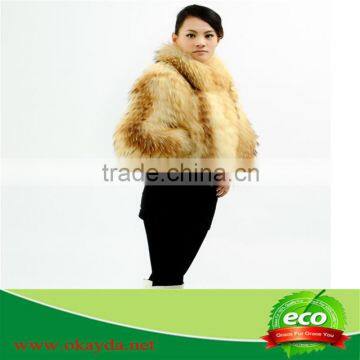 2013 Warm Women Genuine Raccoon Dog Fur Coat